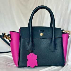 Fuchsia/Navy FYB handbag... never used, mint condition, great for all occasions!